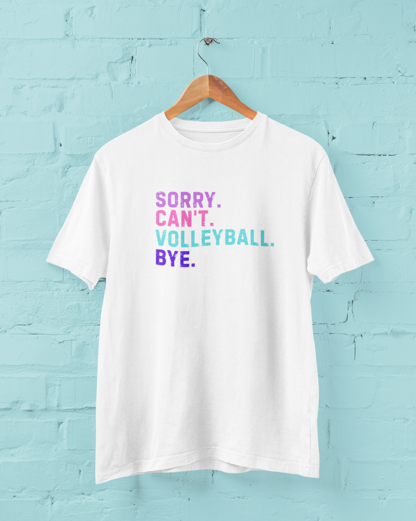 Sorry. Can't. Volleyball. Bye. White T-Shirt