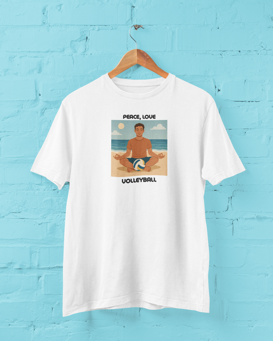 Peace, Love, Volleyball - White T-Shirt #1