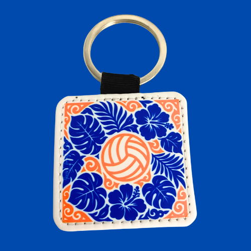 Blue and Orange Volleyball Keychain
